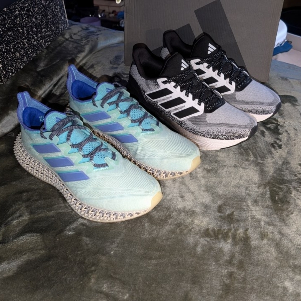 2 Pair Adidas Black/Gray & Light Aqua/Blue 4DFWD Runners Running Shoes New
